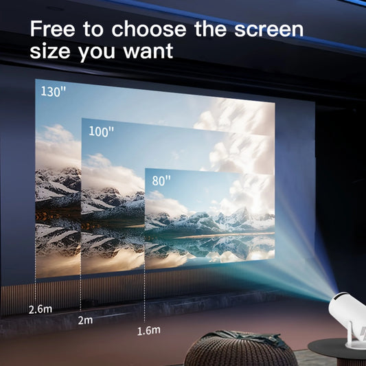 HY300 Pro projector adjustable screen size 80 to 130 inches for home cinema with vivid HD image projection